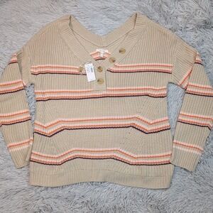 Maurices Sweater Womens L Beige Soft Cozy Career Casual Comfort Preppy Sheer New